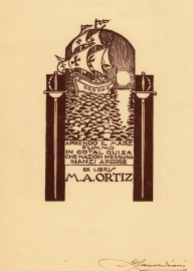 Alberto Zanverdiani. Ex libris para M. A. Ortiz.